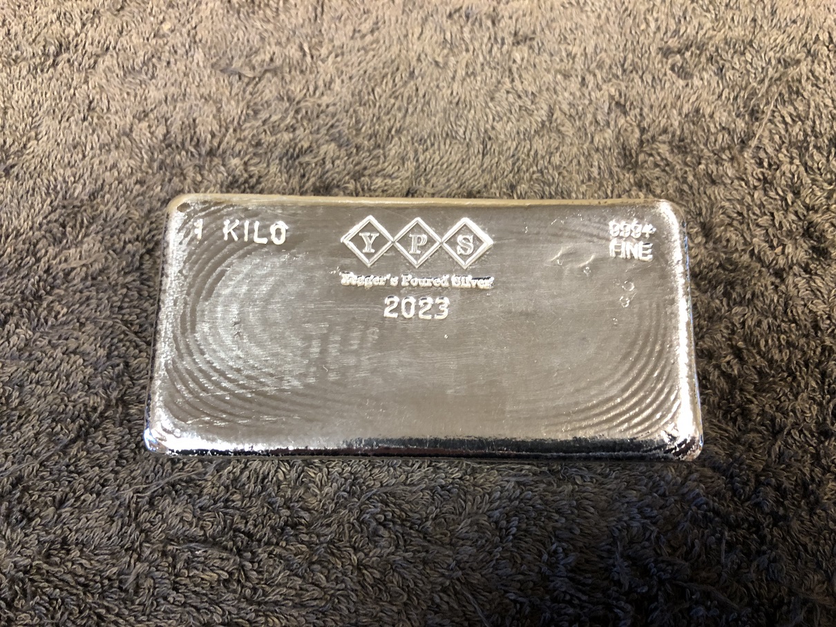 1 Kilo Yeager's Poured Silver Bar - 2023