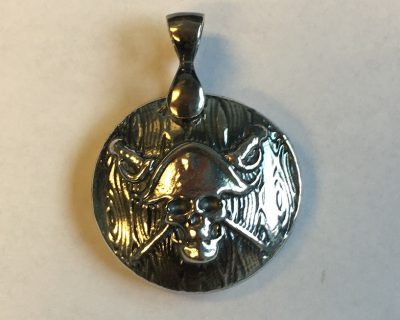 2 oz Jolly Roger Pirate Round Glossy Patina Finish w/Bail