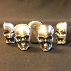 100 Gram YEAGER'S POURED SILVER SKULL (with patina)