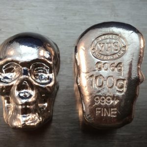 100 Gram YEAGER'S POURED SILVER SKULL (without patina)