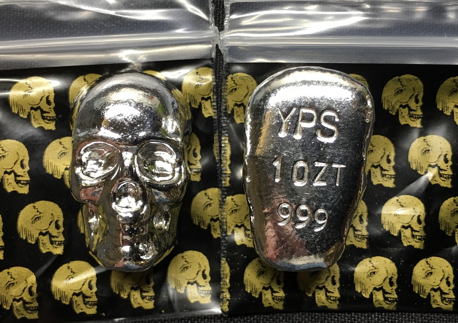 1 oz Hand Poured .999 Silver Skull