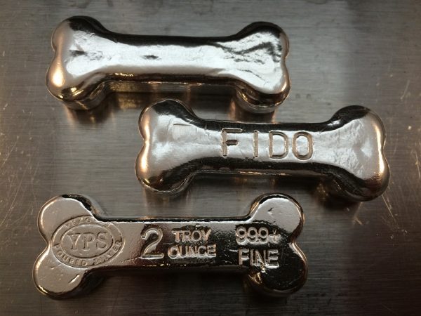 2 Oz. YEAGER'S POURED SILVER DOG BONE